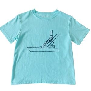 Mustard and Ketchup Kids Short-Sleeve Mint/Aqua Sport Fishing Boat T-Shirt